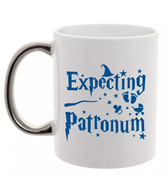 Чашка с цветной ручкой Expecting patronum Серебро фото
