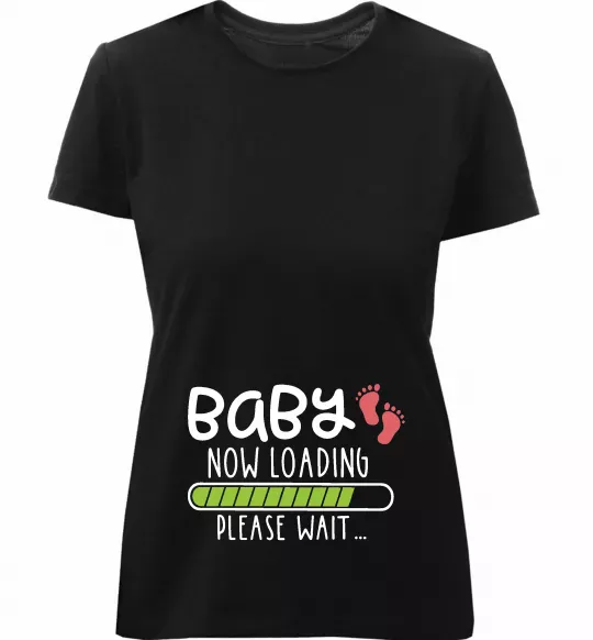 Женская премиум футболка Baby loading please wait Черный фото