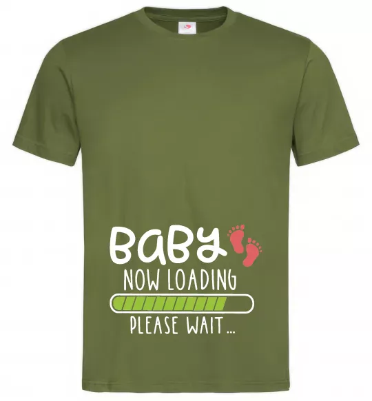 Мужская футболка Baby loading please wait Оливковый фото
