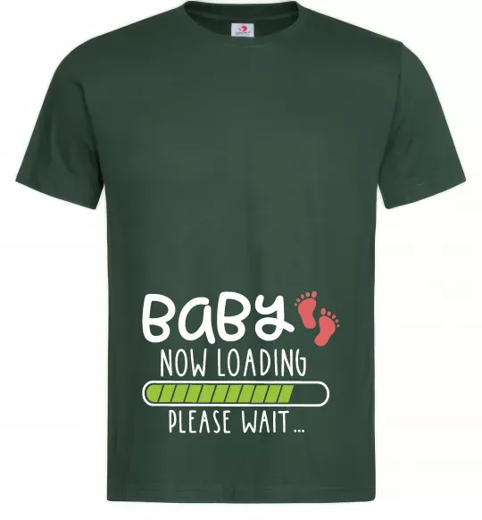 Мужская футболка Baby loading please wait Темно-зеленый фото