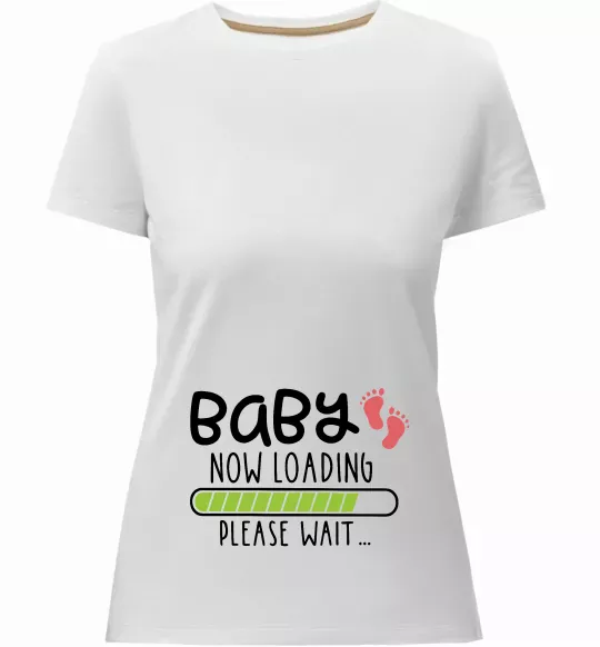 Женская премиум футболка Baby loading please wait Белый фото