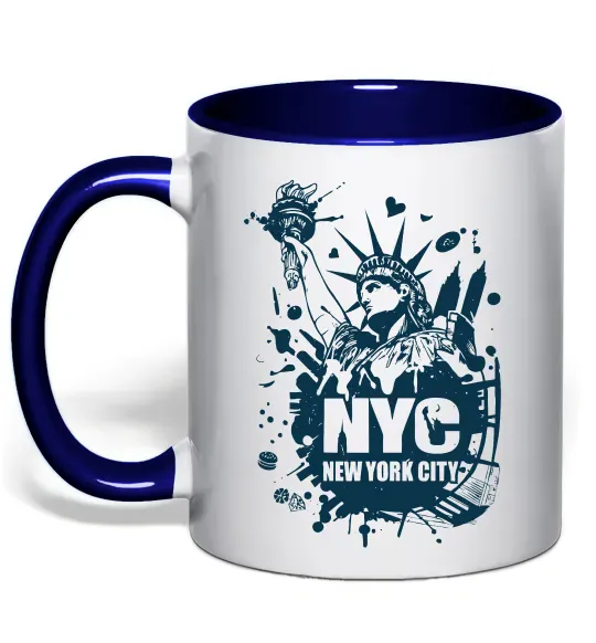 Чашка с цветной ручкой NYC art Глубокий темно-синий фото