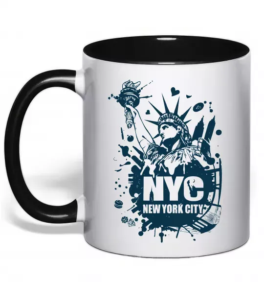 Чашка с цветной ручкой NYC art Черный фото