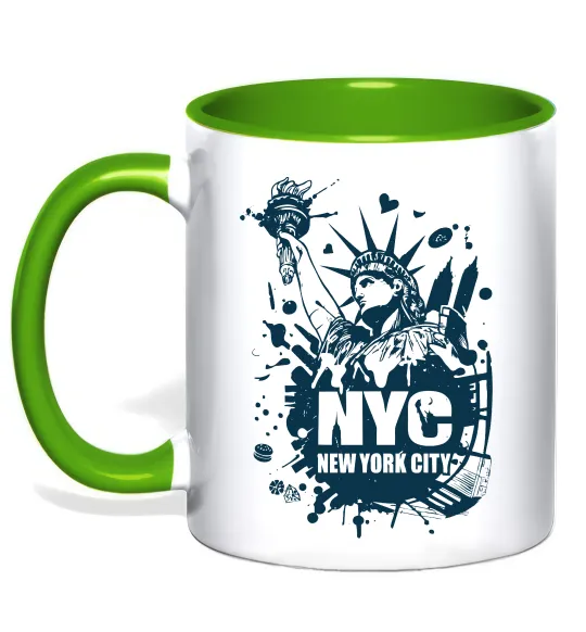 Чашка с цветной ручкой NYC art Лаймовый фото