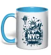 Чашка с цветной ручкой NYC art Голубой фото