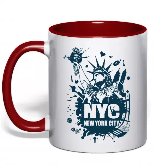 Чашка с цветной ручкой NYC art Красный фото
