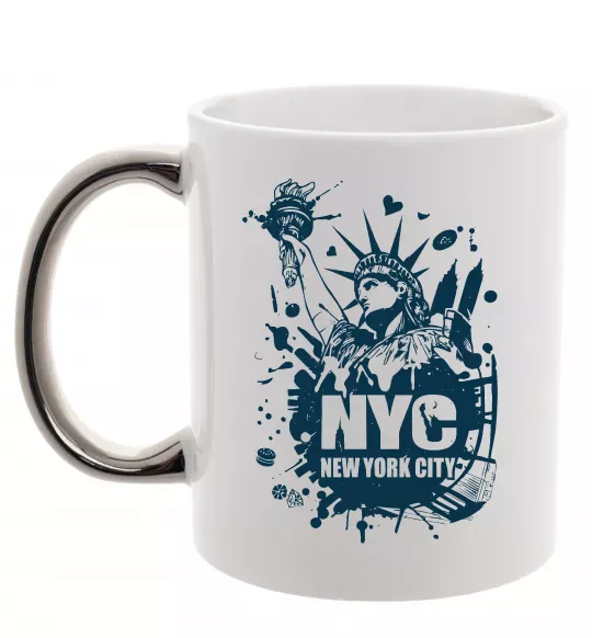 Чашка с цветной ручкой NYC art Серебро фото