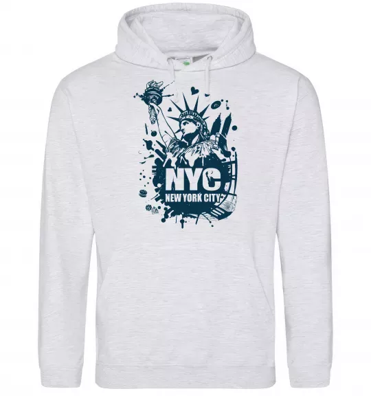 Мужская толстовка (худи) NYC art Серый меланж фото