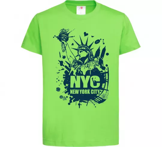 Дитяча футболка NYC art Лаймовий фото