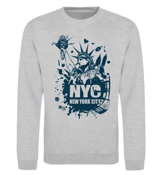 Свитшот NYC art Серый меланж фото