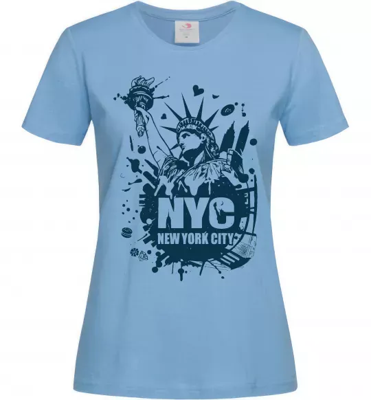 Женская футболка NYC art Голубой фото