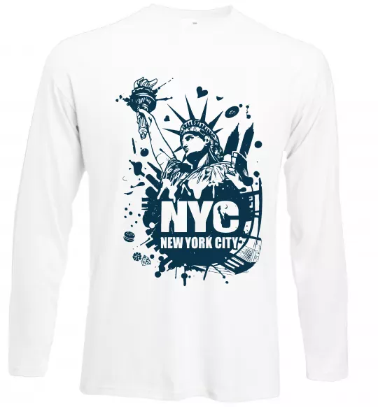 Лонгслив NYC art Белый фото