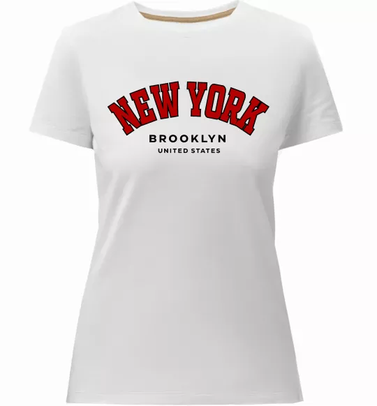 Жіноча преміум футболка NY Brooklyn Білий фото