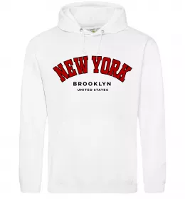 Мужская толстовка (худи) NY Brooklyn Белый фото