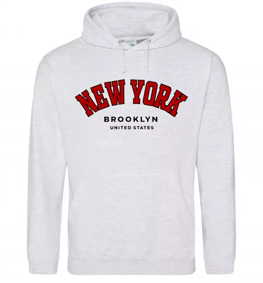 Мужская толстовка (худи) NY Brooklyn Серый меланж фото
