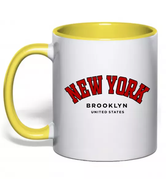 Чашка з кольоровою ручкою NY Brooklyn Сонячно жовтий фото