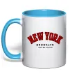 Чашка з кольоровою ручкою NY Brooklyn Блакитний фото