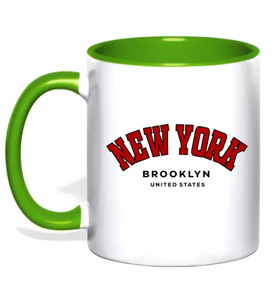 Чашка з кольоровою ручкою NY Brooklyn Зелений фото