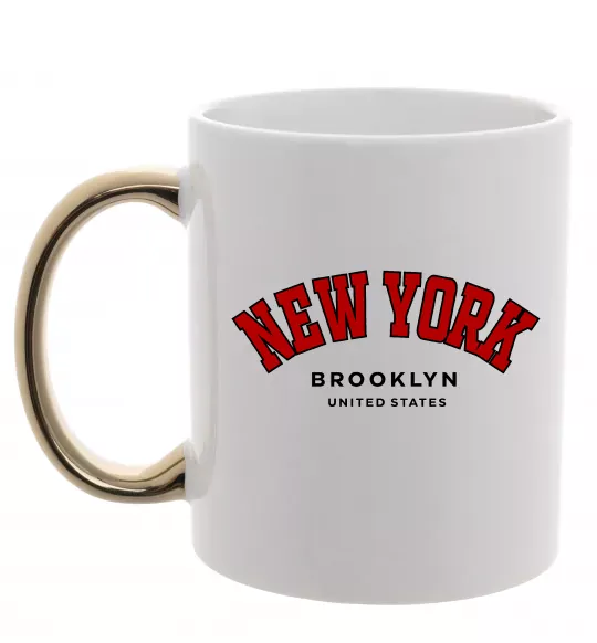 Чашка з кольоровою ручкою NY Brooklyn Золото фото
