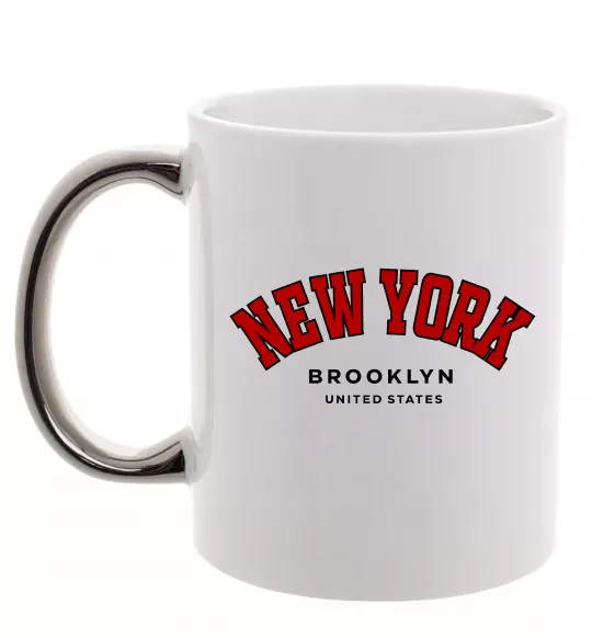 Чашка з кольоровою ручкою NY Brooklyn Срібло фото