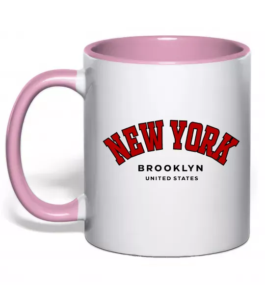 Чашка з кольоровою ручкою NY Brooklyn Ніжно рожевий фото