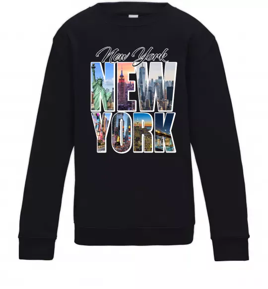 Детский Свитшот New York pictures Черный фото