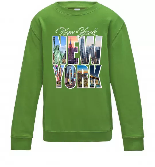 Детский Свитшот New York pictures Лаймовый фото
