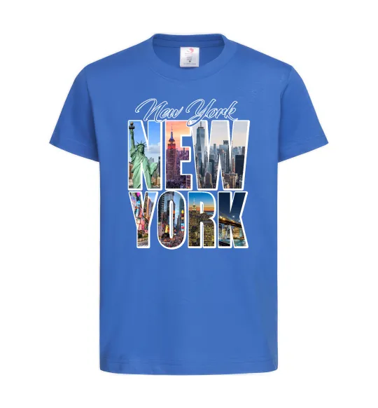 Дитяча футболка New York pictures Яскраво-синій фото