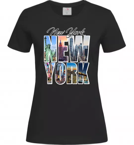 Жіноча футболка New York pictures Чорний фото