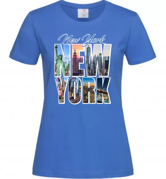 Жіноча футболка New York pictures Яскраво-синій фото