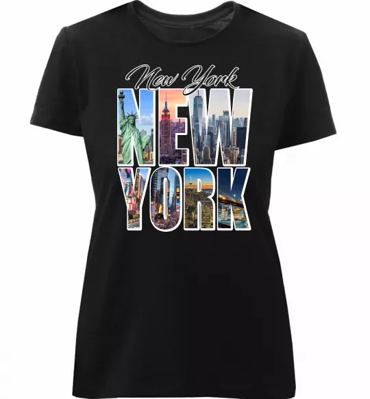Жіноча преміум футболка New York pictures Чорний фото