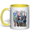 Чашка с цветной ручкой New York pictures Лимонный фото