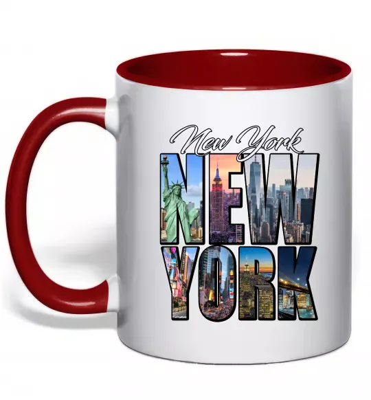 Чашка с цветной ручкой New York pictures Красный фото