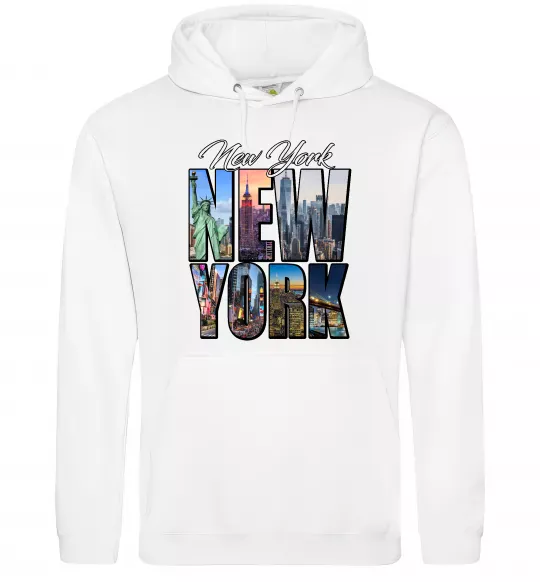 Чоловіча толстовка (худі) New York pictures Білий фото