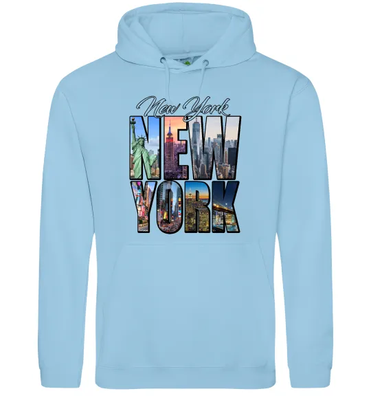 Мужская толстовка (худи) New York pictures Голубой фото