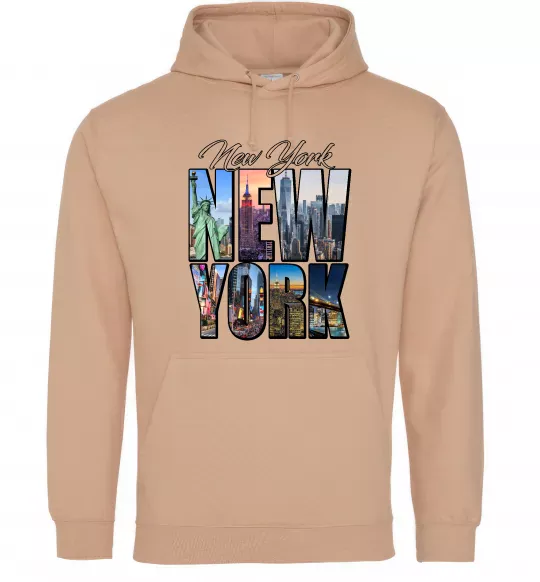 Женская толстовка (худи) New York pictures Песочный фото