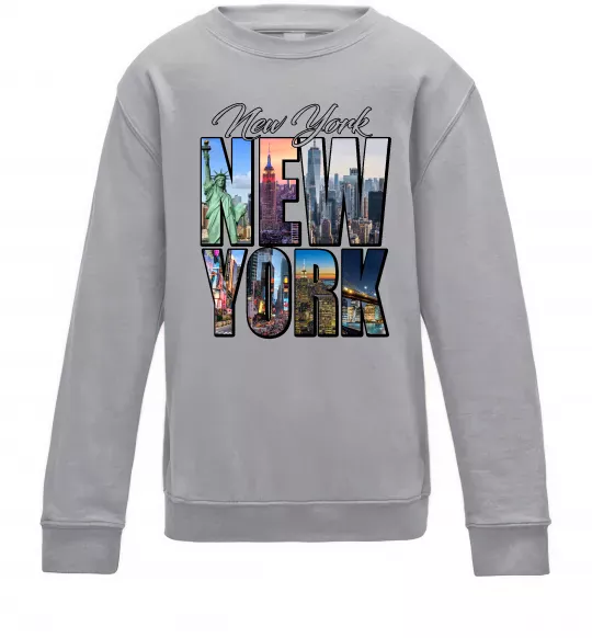 Детский Свитшот New York pictures Серый меланж фото