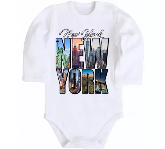 Детский боди New York pictures Белый фото