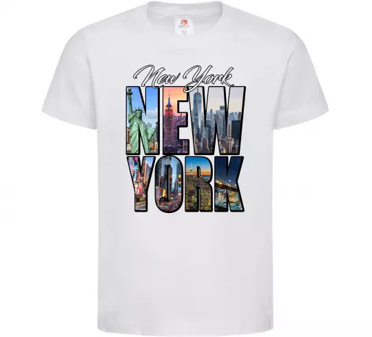 Детская футболка New York pictures Белый фото