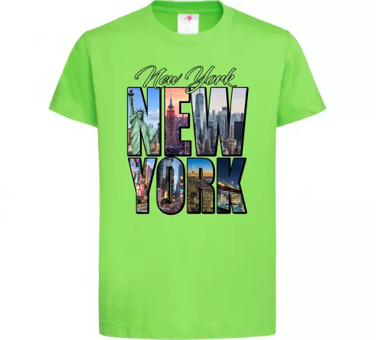 Детская футболка New York pictures Лаймовый фото