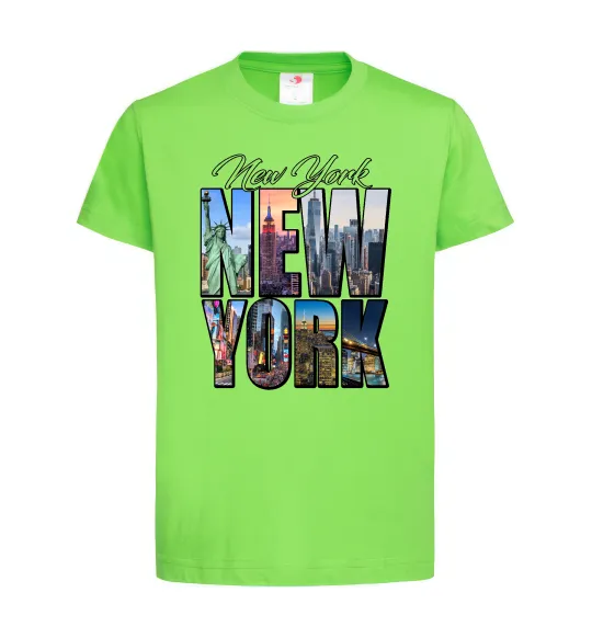Дитяча футболка New York pictures Лаймовий фото