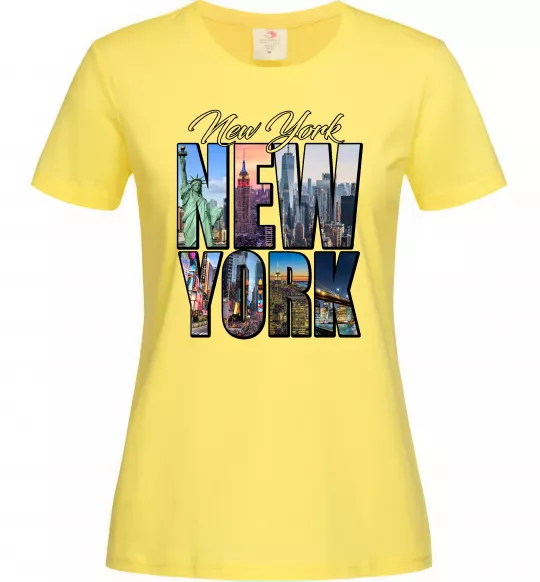 Жіноча футболка New York pictures Лимонний фото