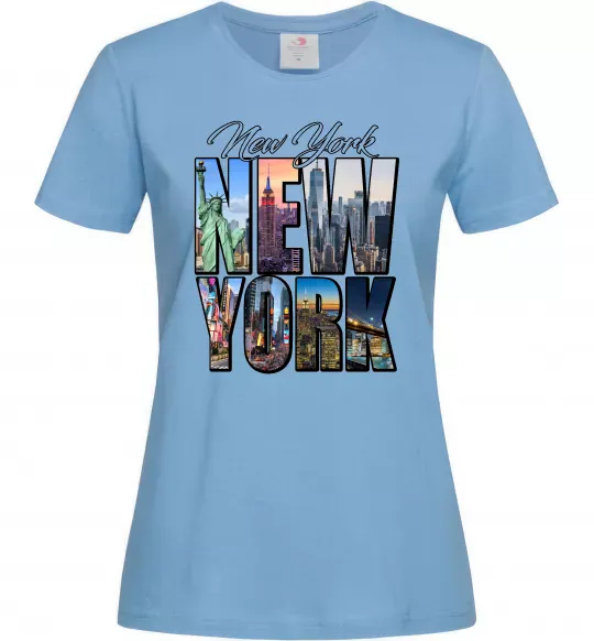 Жіноча футболка New York pictures Блакитний фото