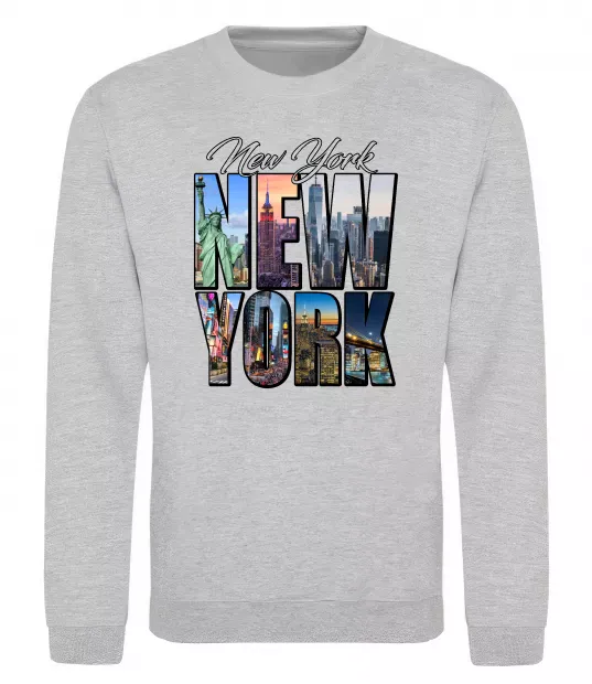 Свитшот New York pictures Серый меланж фото