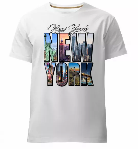 Мужская премиум футболка New York pictures Белый фото
