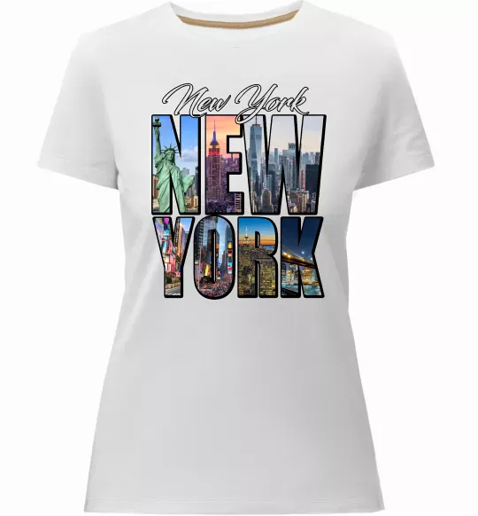 Жіноча преміум футболка New York pictures Білий фото
