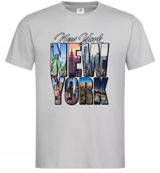 Чоловіча футболка New York pictures Сірий фото