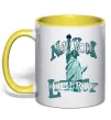 Чашка с цветной ручкой New York Liberty Лимонный фото