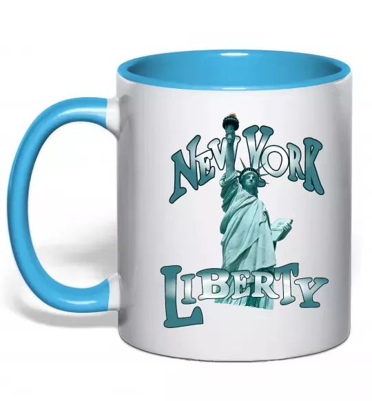 Чашка з кольоровою ручкою New York Liberty Блакитний фото