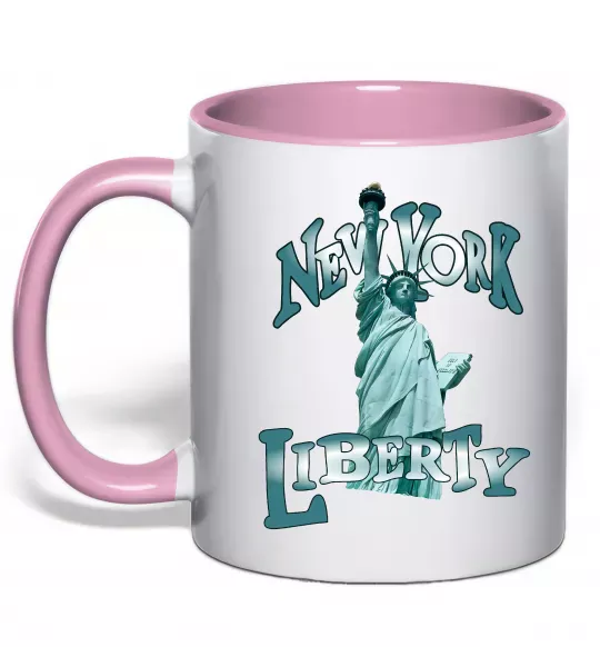 Чашка з кольоровою ручкою New York Liberty Ніжно рожевий фото